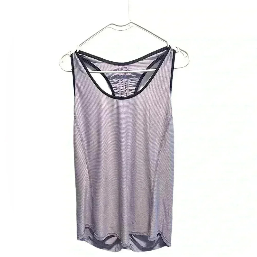 LULULEMON PURPLE STRIPED RACER BACK TANK TOP - Picture 1 of 3